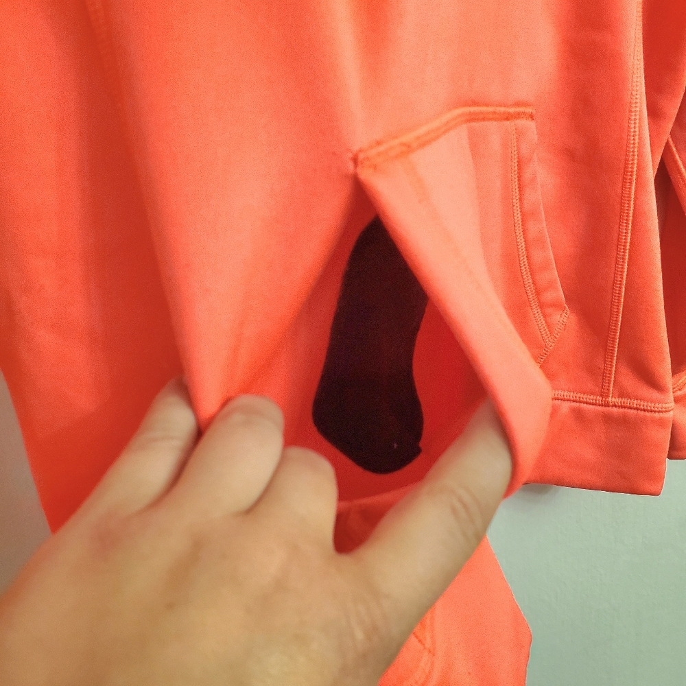 The North Face Hoodie Size Medium Black Logo Print Pink/Orange Sweatshirt Neon - Picture 6 of 12